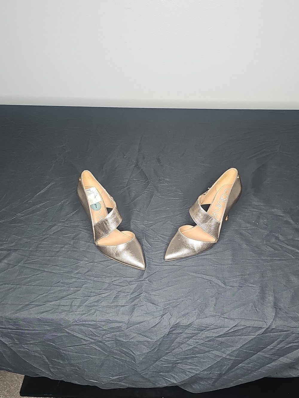 Calvin Klein Metallic Bronze Pointed-Strap Heels